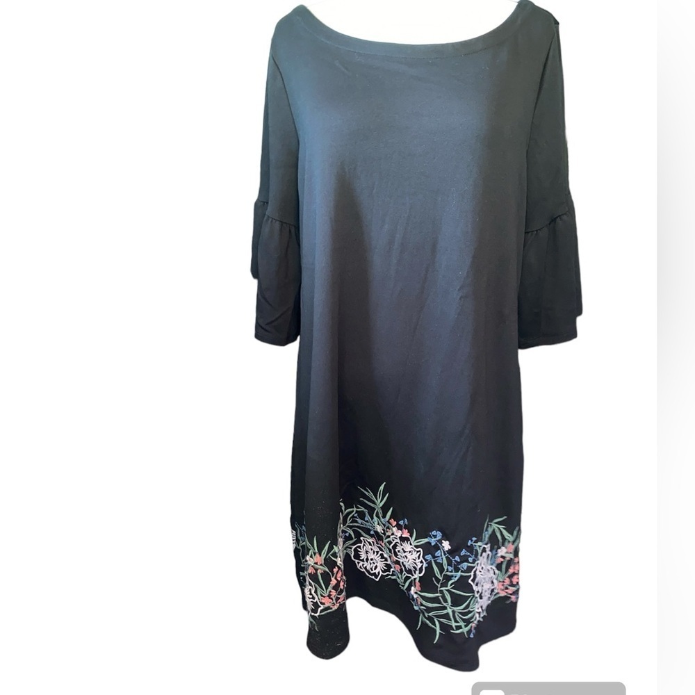 Kaari Blue dress Santorini collection short bell sleeves wide neck Sz XL NWT